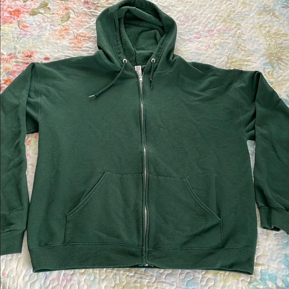 Jerzees Other - Green Zip Up Sweater with Hood